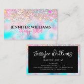 メイクアップアーティストホログラフィックオパールグリッター虹色 名刺 (正面/裏面)