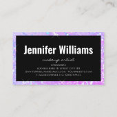 メイクアップアーティストホログラフィックグリッタースクリプトパープル 名刺 (裏面)