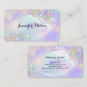 メイクアップアーティストホログラフィックグリッターリップパープル 名刺 (正面/裏面)
