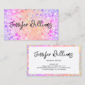 メイクアップアーティストホログラフィックパープルグリッターモダン部 名刺 (正面/裏面)