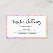 メイクアップアーティストホログラフィックパープルグリッターモダン部 名刺 (裏面)