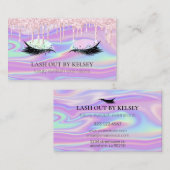 メイクアップアーティストホログラフィックラッシュピンクグリッタードリップ 名刺 (正面/裏面)