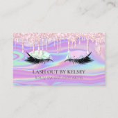 メイクアップアーティストホログラフィックラッシュピンクグリッタードリップ 名刺 (正面)