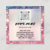 メイクアップアーティストホログラフユニークQRコードロゴグリット スクエア名刺 (裏面)