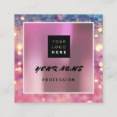 メイクアップアーティストホログラフユニークQRコードロゴバラ スクエア名刺 (正面)