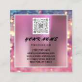 メイクアップアーティストホログラフユニークQRコードロゴバラ スクエア名刺 (裏面)