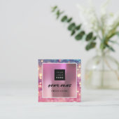 メイクアップアーティストホログラフユニークQRコードロゴバラ スクエア名刺 (スタンド正面)