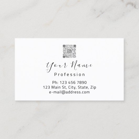 メイクアップアーティストホワイトパープルリップロゴQRコードロゴ 名刺 (裏面)