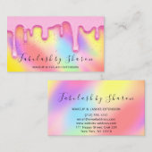 メイクアップアーティストホワイトラッシュドリップレインボーホログラフ 名刺 (正面/裏面)