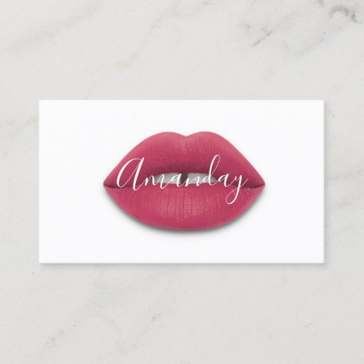 メイクアップアーティストホワイトローズリップロゴQRコードロゴ 名刺 (正面)