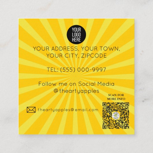 メイクアップアーティストポップ・アートのレトロアートレディーウーマン スクエア名刺 (裏面)