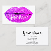 メイクアップアーティストマゼンタピンクキスリップシュガーグリッター 名刺 (正面/裏面)