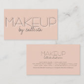 メイクアップアーティストミニマリストピンクブラックタイポグラフィ 名刺 (正面/裏面)