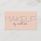 メイクアップアーティストミニマリストピンクブラックタイポグラフィ 名刺 (正面)