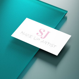 メイクアップアーティストミニマルモノグラムピンク 名刺