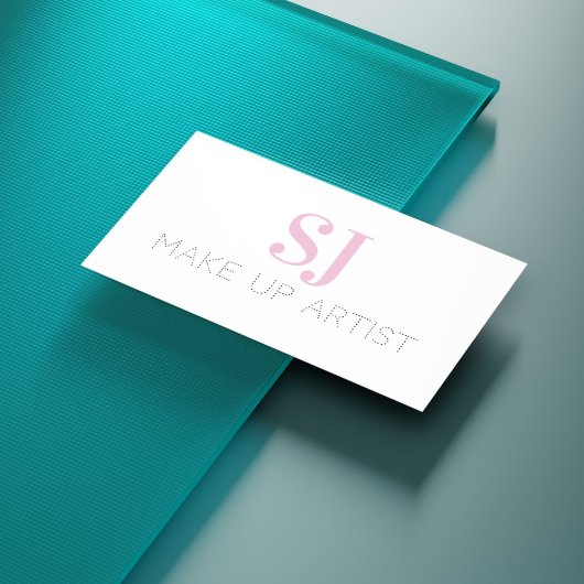 メイクアップアーティストミニマルモノグラムピンク 名刺