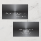 メイクアップアーティストメタリックシルバーグレートレンディー 名刺 (正面/裏面)