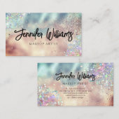 メイクアップアーティストモダングリッター金ゴールドティール（緑がかった色） 名刺 (正面/裏面)