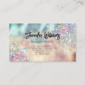 メイクアップアーティストモダングリッター金ゴールドティール（緑がかった色） 名刺 (裏面)