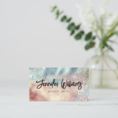 メイクアップアーティストモダングリッター金ゴールドティール（緑がかった色） 名刺 (スタンド正面)