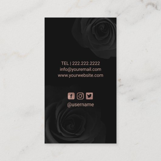 メイクアップアーティストモダンサロンフローラバラ金ゴールドグラデーション 名刺 (裏面)