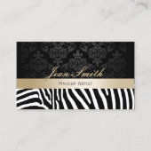 メイクアップアーティストモダンゼブラパターン金ゴールドストライプ 名刺 (正面)