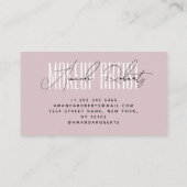 メイクアップアーティストモダンタイポグラフィスクリプトピンク 名刺 (裏面)