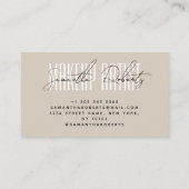 メイクアップアーティストモダンタイポグラフィスクリプトbeige 名刺 (裏面)