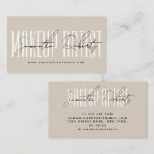 メイクアップアーティストモダンタイポグラフィスクリプトbeige 名刺 (正面/裏面)