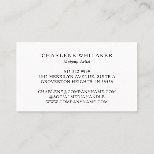 メイクアップアーティストモダンタイポグラフィ 名刺 (裏面)