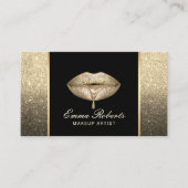 メイクアップアーティストモダンドリップリップ金ゴールドグラデーション 名刺 (正面)