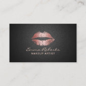 メイクアップアーティストモダンバラ金ゴールドリップエレガントブラック 名刺 (正面)