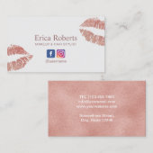 メイクアップアーティストモダンバラ金ゴールドリップ美しいサロン 名刺 (正面/裏面)