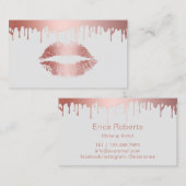 メイクアップアーティストモダンバラ金ゴールドリップ美しいサロン 名刺 (正面/裏面)