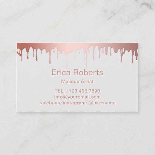 メイクアップアーティストモダンバラ金ゴールドリップ美しいサロン 名刺 (裏面)