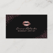 メイクアップアーティストモダンバラ金ゴールド唇紙吹雪ドット 名刺 (正面)