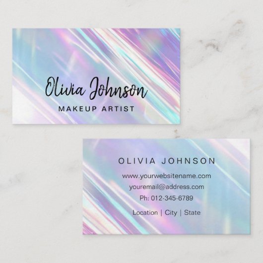 メイクアップアーティストモダンホログラフィック名刺 名刺 (正面/裏面)
