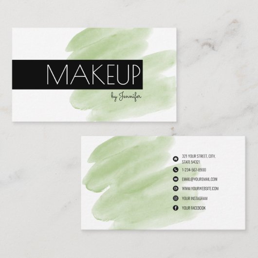メイクアップアーティストモダンミニマリストのソーシャルメディアのアイコン 名刺 (正面/裏面)