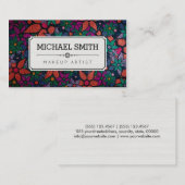 メイクアップアーティストモダンヴィンテージフローラルパターン#3 名刺 (正面/裏面)