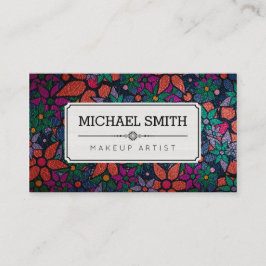 メイクアップアーティストモダンヴィンテージフローラルパターン#3 名刺