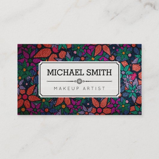 メイクアップアーティストモダンヴィンテージフローラルパターン#3 名刺 (正面)