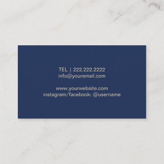 メイクアップアーティストモダン美容師ネイビーブルー 名刺 (裏面)