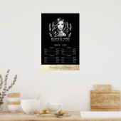 メイクアップアーティストモダン美容師ブラックプライスリスト ポスター (キッチン)