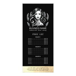 メイクアップアーティストモダン美容師ブラックプライスリスト ラックカード