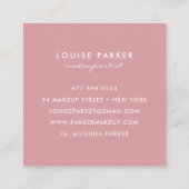 メイクアップアーティストモダン赤面ピンク白い唇キス スクエア名刺 (裏面)