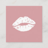 メイクアップアーティストモダン赤面ピンク白い唇キス スクエア名刺 (正面)