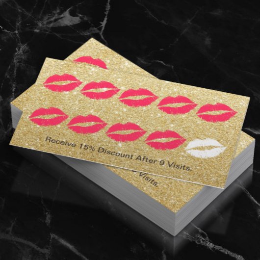 メイクアップアーティストモダン金ゴールドグリッターロイヤリティパンチ ロイヤリティカード