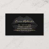 メイクアップアーティストモダン金ゴールドグリッター文字唇 名刺 (裏面)