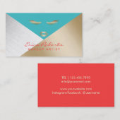 メイクアップアーティストモダン金ゴールドシルバー&ターコイズ 名刺 (正面/裏面)