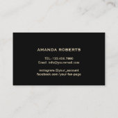 メイクアップアーティストモダン金ゴールドドリップスブラックグリッター 名刺 (裏面)